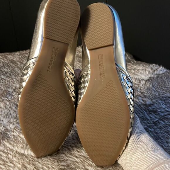 Sperry Top Sider Morgan Gold Woven Flats Sz 8 NWOT - Picture 6 of 7